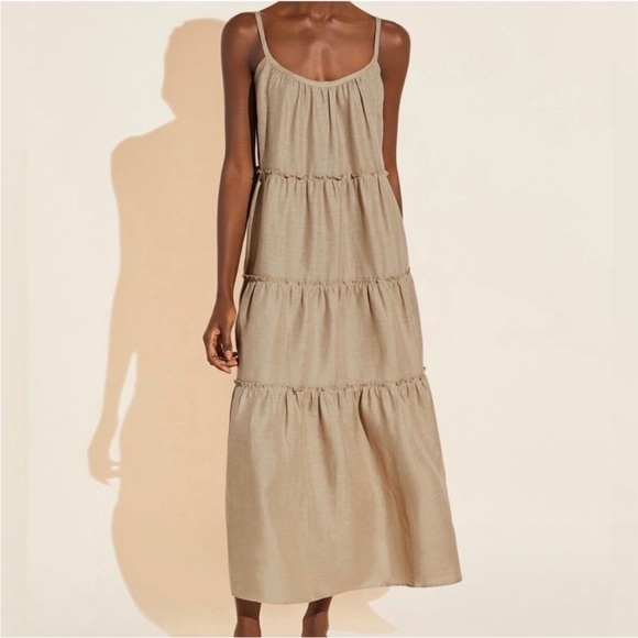 Eberjay Kesia Linen Maxi Dress S Tan - Picture 1 of 10